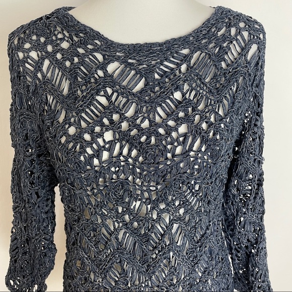 NWT Chico’s Open Stitch Indigo Pullover Sweater - Picture 5 of 11